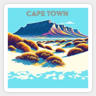 Vintage Cape Town Travel Poster Sticker | Howzit South Africa | Explore Table Mountain Sticker